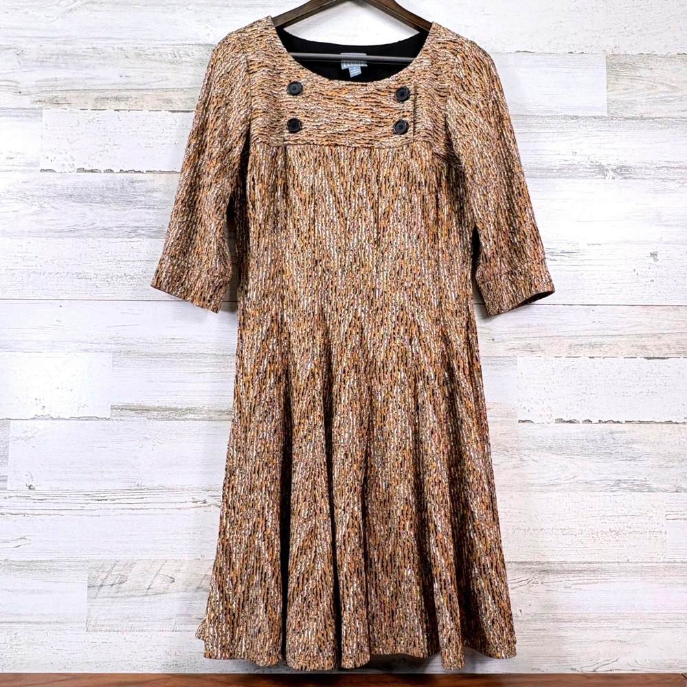 Rabbit Rabbit Rabbit Designs Fit Flare Dress 12 Brown Textured Corpcore Chic